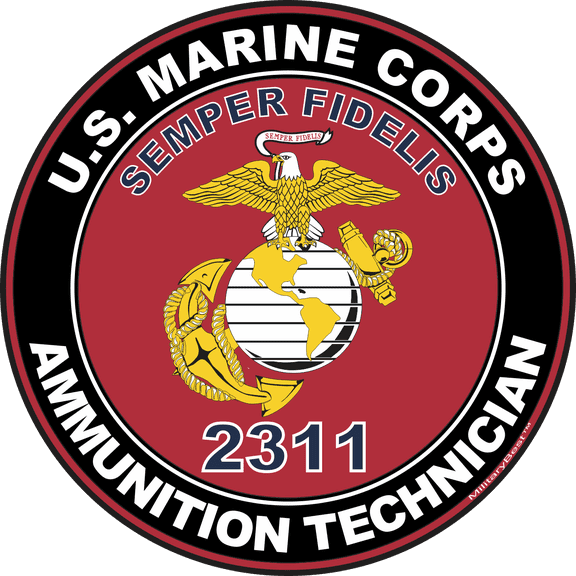 U.S.M.C. MOS 2311 Ammunition Technician Decal 3.8" - Red