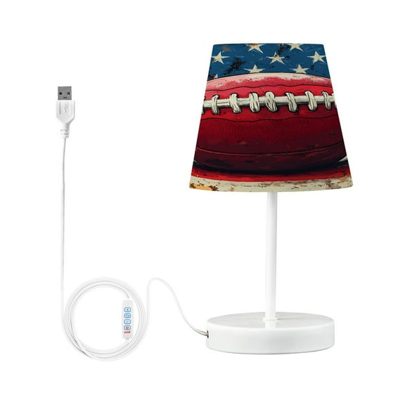LED Desk Lamp Football on American Flag Table Nightstand Lamps with 3 Color Temperatures for Home Bedroom Living Room Decor 6x11