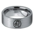 thumbnail image 2 of Tungsten Horoscope Leo Band Ring 8mm Men Women Comfort Fit Gray Flat Cut Brushed Polished Size 5.5, 2 of 4