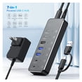 thumbnail image 3 of Powered 7 Port 10Gbps Data USB Hub with Individual Touch On/Off Switches for PC Laptop Desktop ,Powerful Charging, 3 of 5