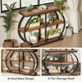 thumbnail image 6 of Finmind 41.3" Industrial Console Table, 3-Tier Entryway Table with Arched Metal Frame & Storage Shelves for Living Room or Hallway, Mix Brown, 6 of 8