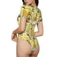 thumbnail image 3 of KLL Women 's Crew Neck Bodysuit Jumpsuits Garden Honeybee Gnomes Print Short onesies Stretch T Shirts, 3 of 7