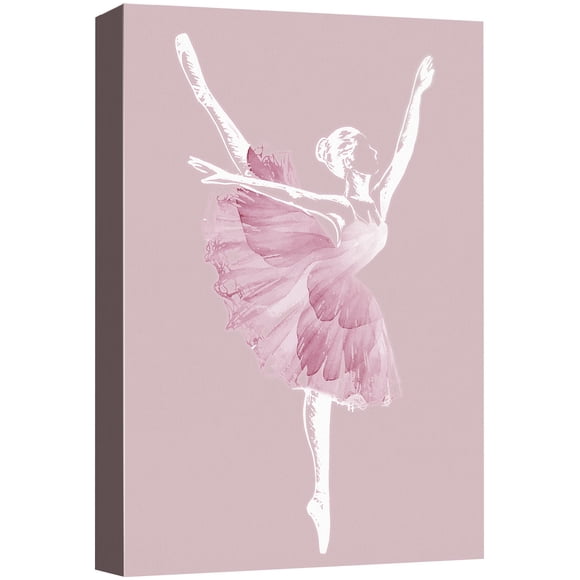 NWT Canvas Print Wall Art Ballerina Dancing in Pink Dress Dance Fashion Illustrations Modern Art Chic Portrait Expressive Multicolor Cool for Living Room, Bedroom, Office - 12"x18"