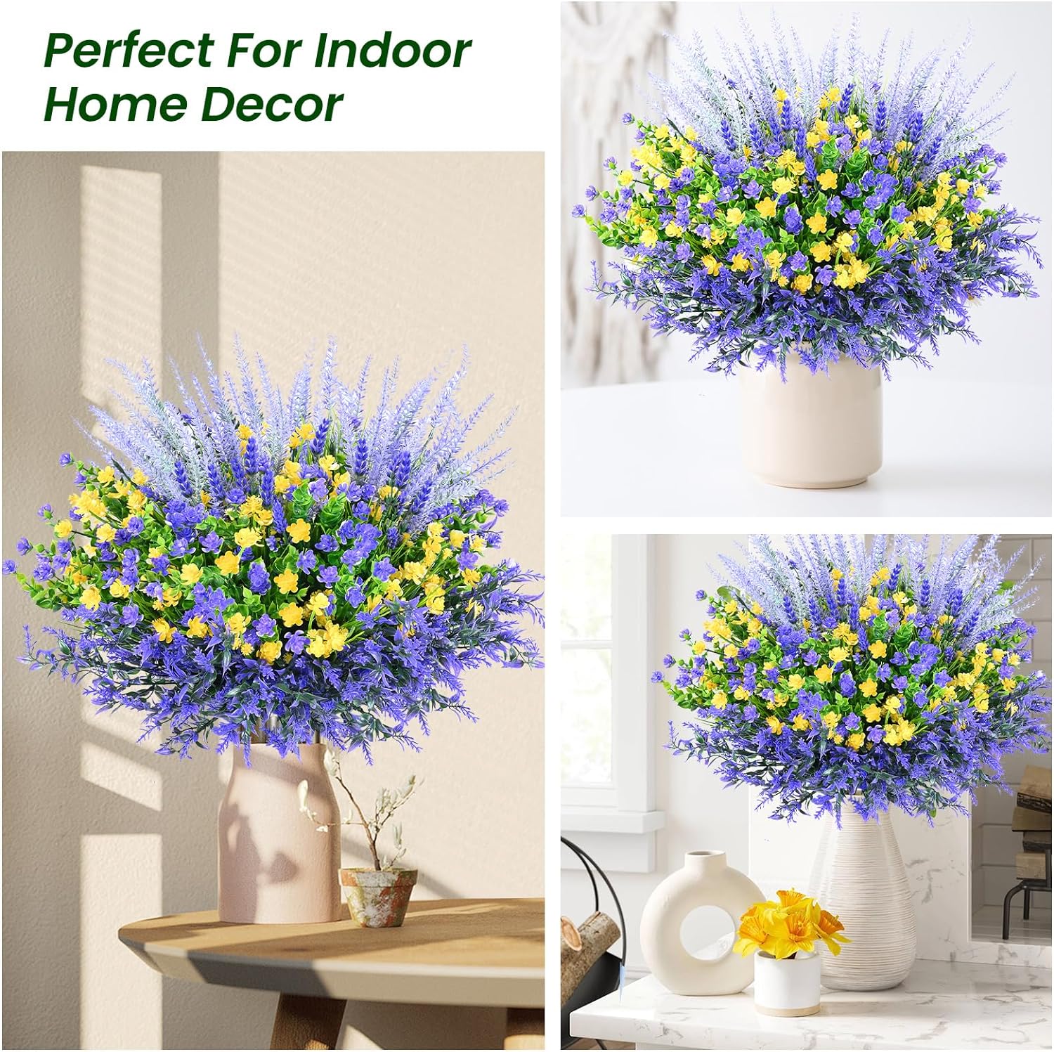 Artificial Plants Outdoor, 20PCS Artificial Flowers, UV Resistant Fake Flowers, Faux Flowers for Outdoor Planters for Front Porch Pot Decor