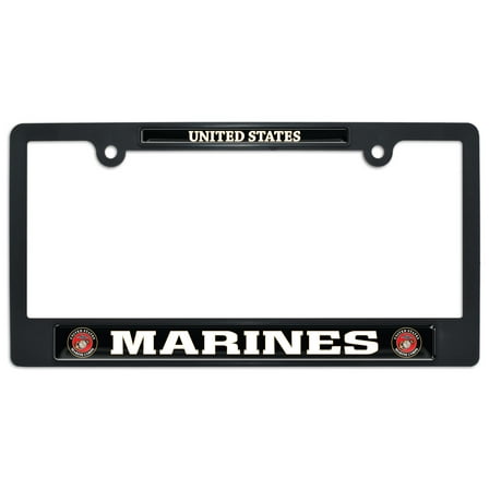 Elektroplate Officially Licensed – United States Marines Automotive-Grade Black Plastic Standard Size License Plate Frame Tag Holder for Auto | Weather-Proof Automotive Accessory