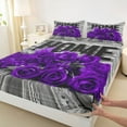thumbnail image 3 of Feelyou Purple Anniversary Rose Full Size Sheets, Rustic Cabin Bed Sheets, 4-Piece, 3 of 7