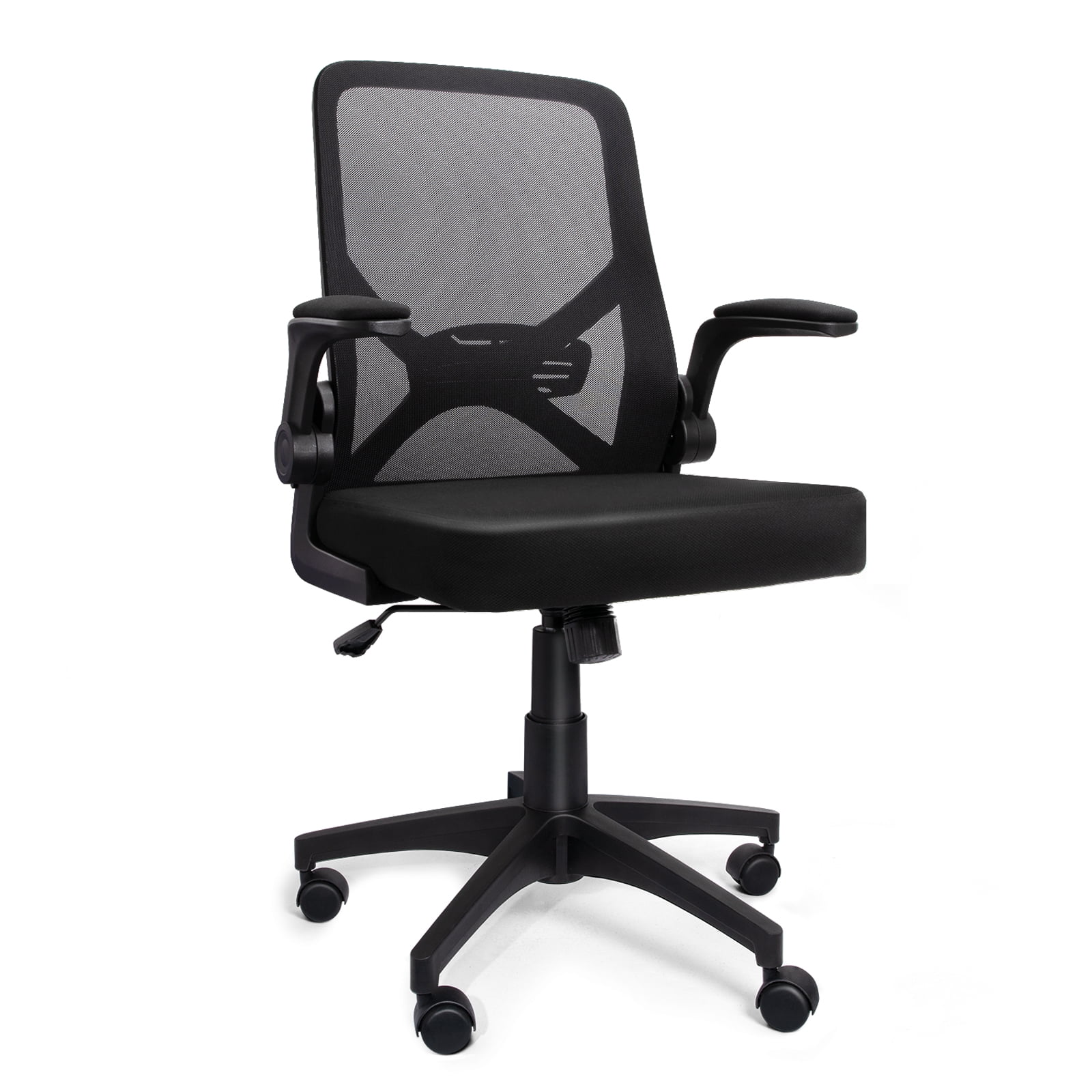 Foldable Ergonomic Office Chair Swivel Mesh Desk Chair Mid Back Black