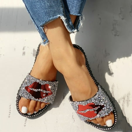 

Women s Ladies Crystall Flip Flop Casual Flat Shoes Sandals Slippers