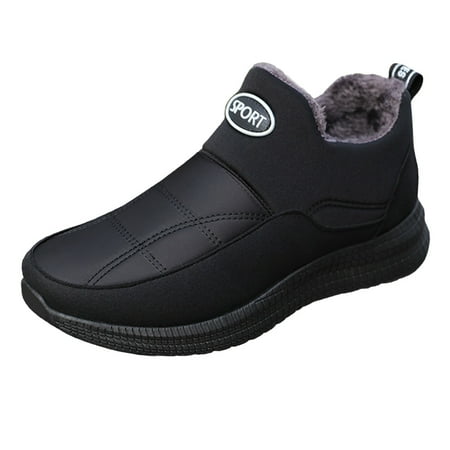 

KaLI_Store Winter Boots for Men Waterproof Warm Ankle Winter Work Boots for Men Black 9