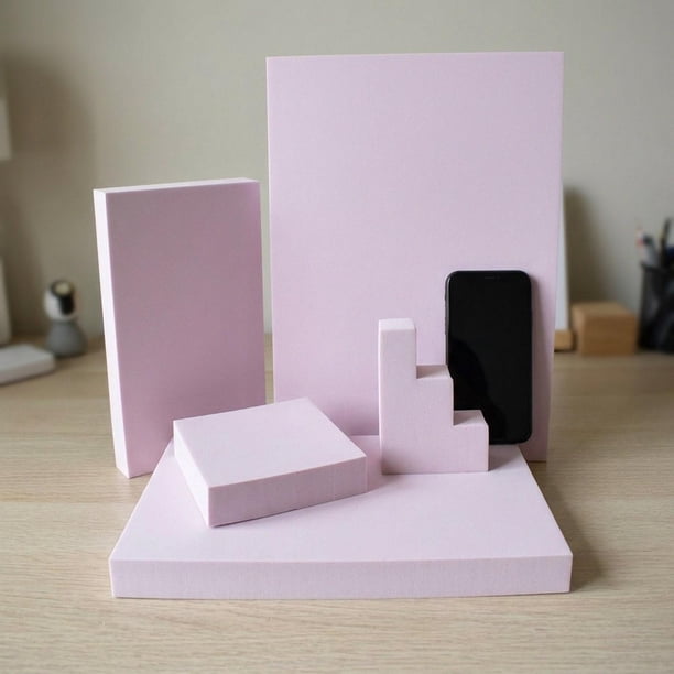 5 piezas de bases de exhibición de espuma rígida para accesorios fotográficos, figuras geométricas de espuma rígida, juego de accesorios de rosa claro