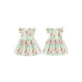 thumbnail image 3 of Aojekbee Baby Girls Princess A-Line Dress Casual Farm Chick Print Ruffles Summer Dress for Beach Party Cute Clothes, 3 of 10