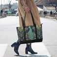 thumbnail image 4 of FORMRS Canvas Laptop Tote Bag for Women with 15.6" Computer Compartments Shoulder Handbag, Navy Blue Peacock Pattern, 4 of 7