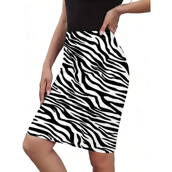 Multicolor Zebra Print Fitted Pencil Skirt Womens Casual Mini Skirt
