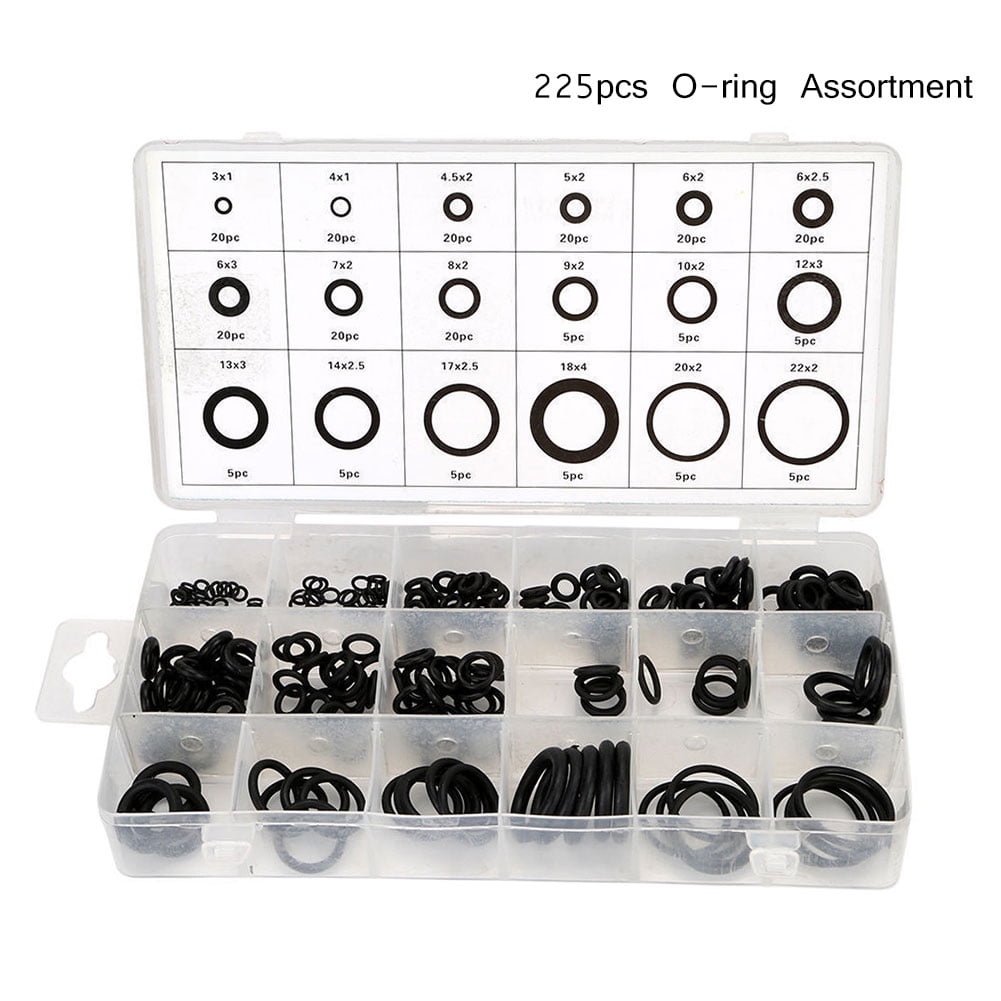 225Pcs Rubber O Ring Assortment Set Hydraulic Plumbing Gasket Paintball Seal Kit 