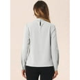 thumbnail image 3 of DARING DIVA Women's Tops Stand Collar Long Sleeve Business Shirt L Gray, 3 of 6