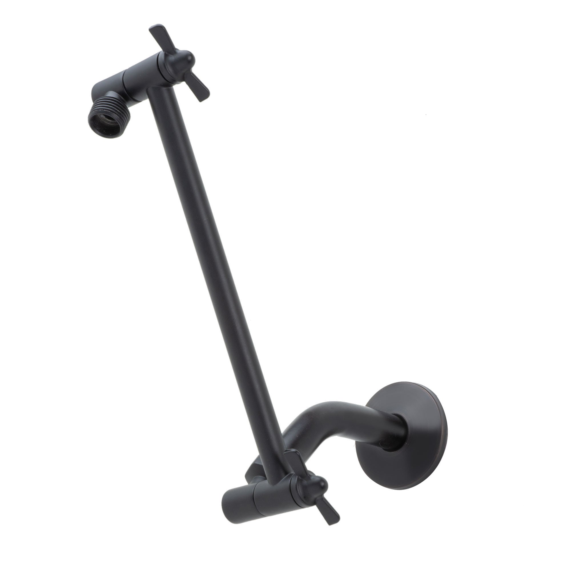 JS Shower Head Extension Arm, 10 Inch Extender with Flange, Solid Brass