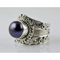 thumbnail image 3 of Navya Craft Freshwater Black Pearl Sterling Silver Statement Handmade Women Ring Size 12.0, 3 of 5