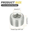 thumbnail image 2 of 5Pcs Tapones de Tubo, Tapones de Rosca Hexagonal de Acero Inoxidable NPT 3/8", Plata, 2 of 6