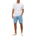 thumbnail image 2 of INSPIRE CHIC Men's Shorts Plaid Pattern Straight Fit Comfort Flat Front Checked Shorts 36 Blue, 2 of 6