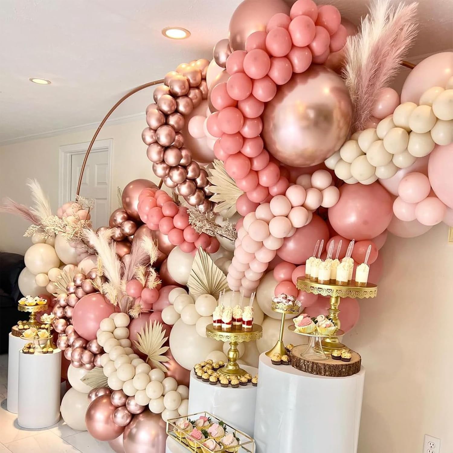 Blush Pink Balloons, 60 Pcs 12 Inches Dusty Pink Double Stuffed Nude Beige Balloon, Retro and Rose Gold  Balloons Set for Girls Bridal Birthday Baby Shower Weddings Party Decoration