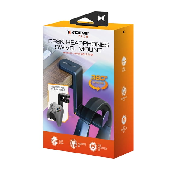 Xtreme Desk Headphones Swivel Mount, Also Holds Gaming Controllers, Easy Installation
