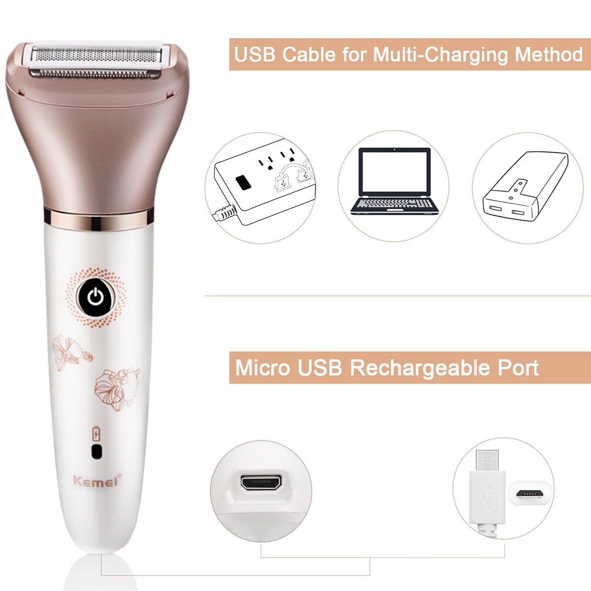 USB Rechargeable Hair Removal for Women.Painless 2-in-1 Body Hair Removal Electric Razor for Face, Legs, Underarms and Bikini, Wet and Dry Cordless Waterproof Hair Shaver