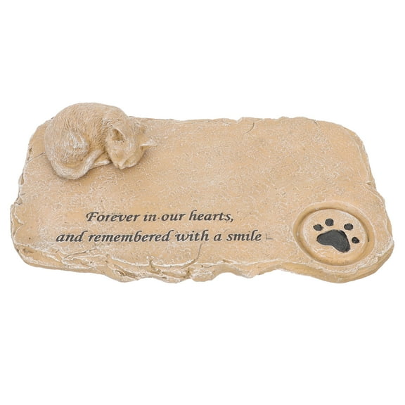 Masteelf  Cat Memorial Tombstone Solar Garden Statues Grave Marker Died Personalization Light Brown