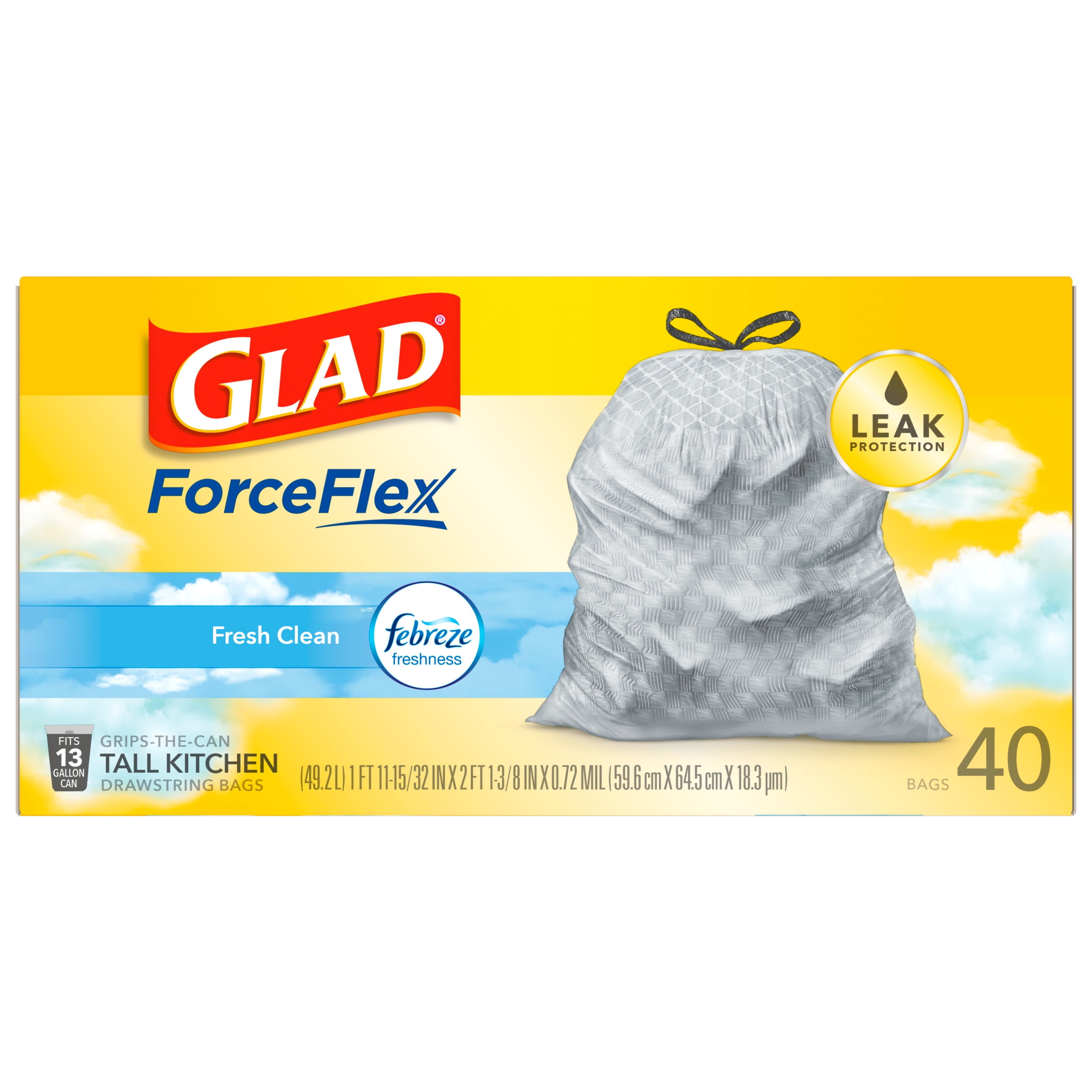 Glad® ForceFlex Trash Bags, 13 Gallon, White for $40.50 Online