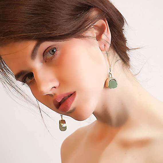 Pendientes largos de piedras preciosas originales de Taian, pendientes pequeños de color verde fresco, pendientes de aleación populares europeas y americanas para mujeres, piedras preciosas W ShuxiuWang 8390614742789