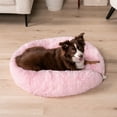 thumbnail image 2 of PetAmi Calming Dog Bed for Small Medium Dog Cat, Round Donut Dog Bed Washable, Fluffy Faux Fur Plush Cuddler Pet Kitten Cushion Bed, Anti-Slip, Fits up to 45 lbs, 30 inch, Pink, 2 of 9