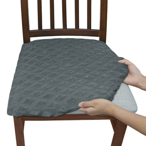 suxuMhao Diamond print Chair Cushion Cover, Slipcovers - Dining Chair Seat Covers Set of 6, Stretchy Dining Chair Cover & Living Room Chair Covers, Universal Size, Light Gray, For Daily Use