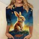 thumbnail image 1 of TaTaai Women's Casual Easter Top Round Neck 3/4 Sleeve Pullover T-Shirt Printed Design Loose Fit Holiday Spring Festival Blouse Gift, 1 of 5