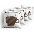 thumbnail image 5 of Ambesonne Coffee Throw Pillow Cover 4 Pack, Rusty Cup Singboard, 16", Umber White, 5 of 7