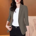 thumbnail image 2 of Veste de Complet Décontractée pour Femmes avec Col à Revers et devant Boutonné, Mélange Léger Polyester-Spandex, Longueur Régulière, Noir, P, 2 of 9