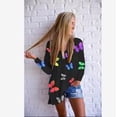 thumbnail image 2 of Camiseta con estampado de animales para mujer, camiseta informal de manga larga con cuello en V, camiseta suelta, 3XL, negro Jumpingount AP000089-06B, 2 of 4