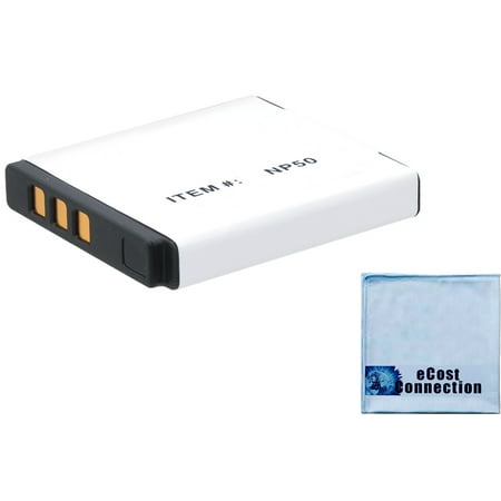 1400mah Rechargeable Li Ion Battery - NP-50, NP50 1400mAh Li-Ion Battery for Fujifilm Cameras + eCostConnection Microfiber Cloth