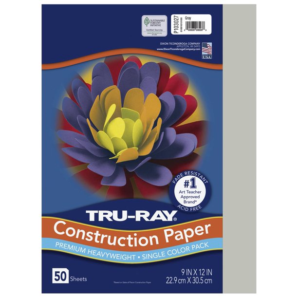 Papel de Construcción Tru-Ray Gris 23x31 cm 50 Hojas