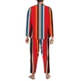 thumbnail image 5 of Kll Mexican Serape Blanket Stripes Sleepwear Mens Flannel Pajamas,Long Cotton Pj Set, 5 of 9