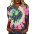 thumbnail image 2 of VgaVtl Green T Shirts for Women Graphic Long Sleeve Tops Plus Size Casual Loose Tie-Dye Print Tops, 2 of 5