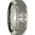 thumbnail image 5 of Titanium Brushed & Polished Cross Laser Design 8mm Beveled Edge Band (Size 13) Made In China tb115k-13, 5 of 5