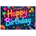 thumbnail image 3 of Neon Style Happy Birthday Banner with Party Elements Background for Birthday Party Decoration Photography Props Party Supplies Backdrop Decors, 3 of 5