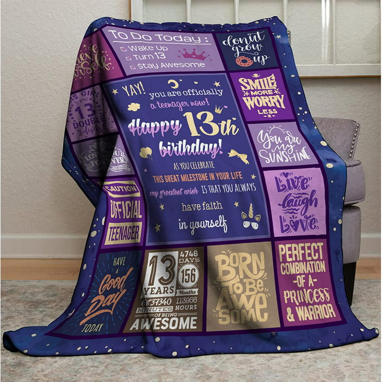 Pozevan 13 Year Old Girl Gift Ideas Blanket, Gifts for 13 Year Old Girl,  13th Birthday Gifts, Best Gifts for 13 Year Old Girl, 13th Birthday