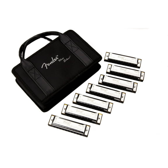 Fender Blues Deluxe Harmonicas Seven-Key Sampler Set with Case, 7-Pack