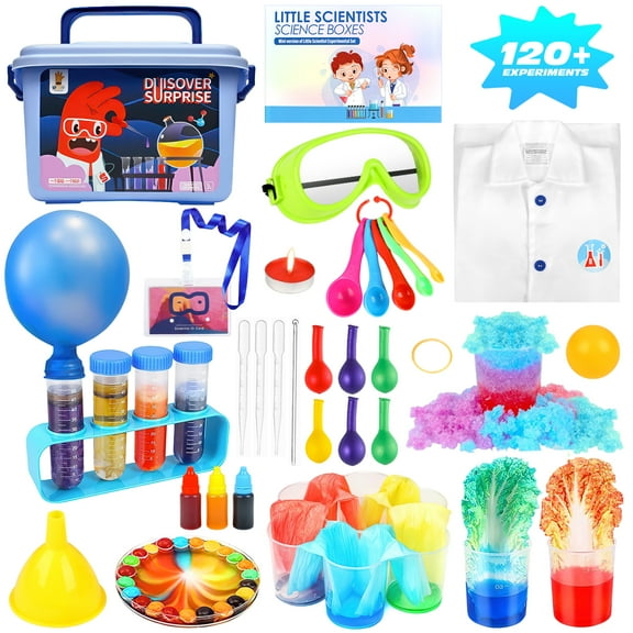 Huge Wave Science Kit for Kids, Learning Experiment Lab Kit with 120 Science Experiments and Lab Coat, STEM Toy Educational Gift for Boys Girls Aged 6-12