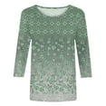 thumbnail image 4 of Pompotops Mode T-shirt Décontracté à Manches 3/4 Col Rond Confortable pour Femmes en Solde, 4 of 5