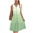 thumbnail image 2 of TaTaai Women's Spring Summer Print Dress V-Neck Sleeveless Button Front Solid Color Loose Casual Midi Long Dress for Daily Home Beach Wear Gift, 2 of 7