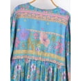 thumbnail image 5 of Spring Summer Women Tie Neck Ethnic Floral Print  Beach Bohemian Maxi Dresses Ladies Ruffles Pleated Boho Dress Robe Vestidos, 5 of 5