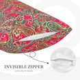 thumbnail image 2 of Plush Throw Pillow Covers, Red Green Paisley Pillow Cases with Invisible Zipper, Breathable Microfiber Pillow Cases Standard Size for Sleeping Bedroom Sofa Living Room 16x24, 2 of 5