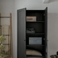 thumbnail image 6 of Prepac Yaletown 72" Tall Storage Cabinet with Solid Wood Legs, Pantry Cabinet with 3 Adjustable Shelves, Armoire for Bedroom, Bathroom, Kitchen and Home Organization Black Oak, 16" D x 32" W x 72" H, 6 of 11