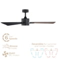 thumbnail image 5 of Bali 52in 3-Blade Smart Ceiling Fan 2700K-6000K CCT Tunable Range LED Light Kit in Matte Black with Reversible Black and Weathered Wood Blades Works With iOS or Android App, 5 of 10